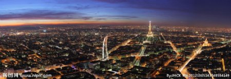 宽幅巴黎夜景图片