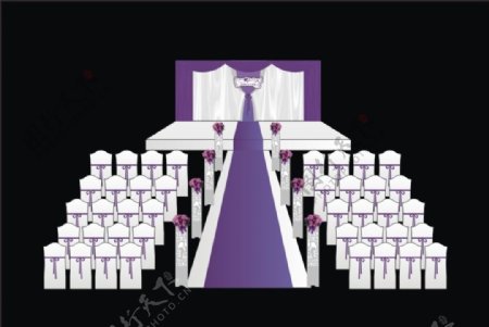紫色系户外婚庆布置设计图片