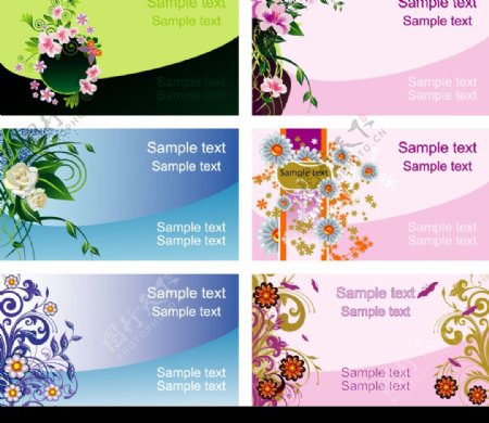 6款精美花朵主题卡片模板矢量1图片