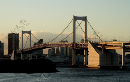 东京彩虹桥的黄昏图片