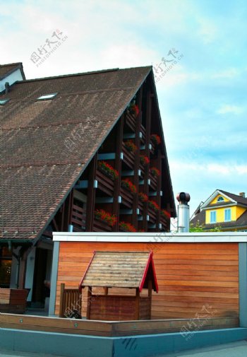 瑞士典型的瑞士房屋图片