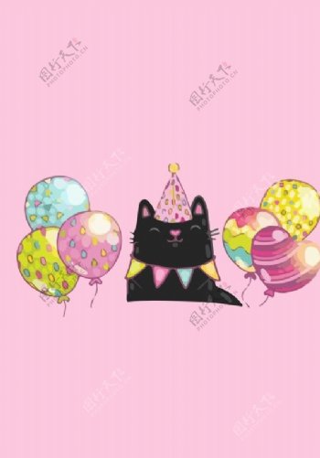 猫猫与气球图片