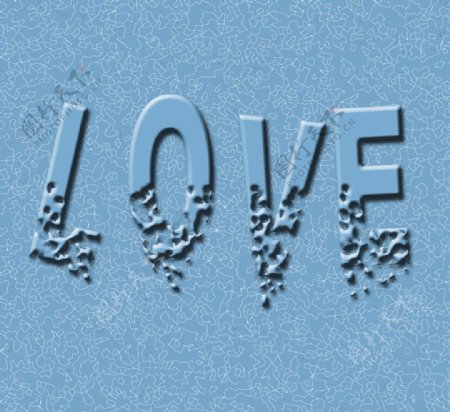 LOVE字的冰蚀效果图片