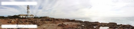 灯塔建筑石头海边风光全景360图片
