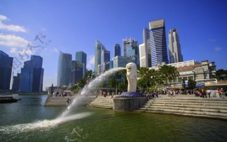 新加坡海滨湾及鱼尾狮图片