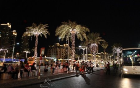 迪拜哈利法塔周边夜景图片