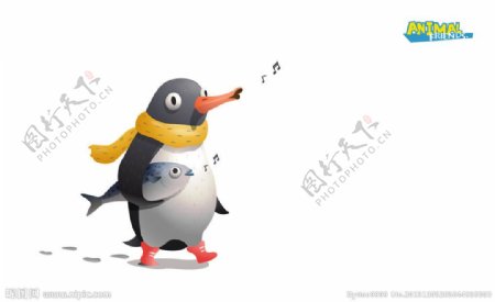 企鹅唱歌图片