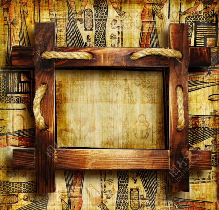 麻绳木纹相框边框古代图案图片