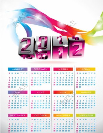 2012方块字日历图片