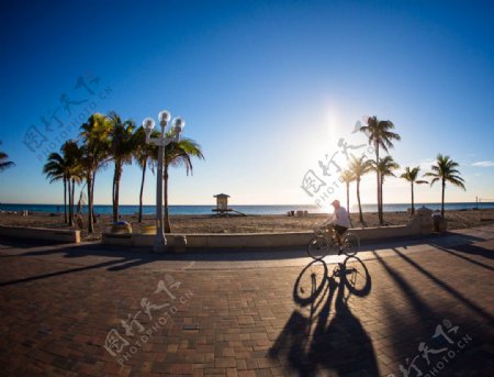 阳光沙滩骑行者图片