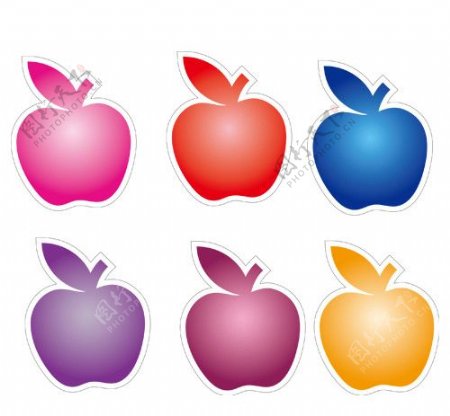 6色小苹果图标贴纸图片