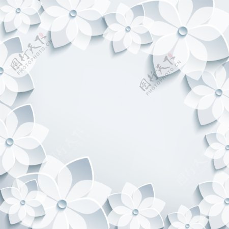 白色剪纸花卉图片