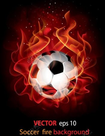 燃烧的足球矢量素材图片