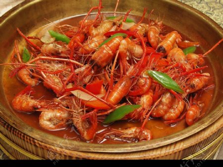 铜盆酱油虾图片