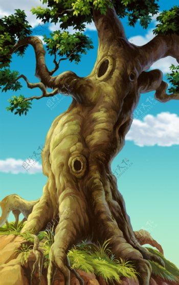 卡通背景大树图片