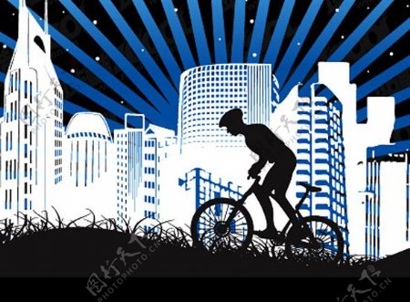 都市自行车运动背景图片