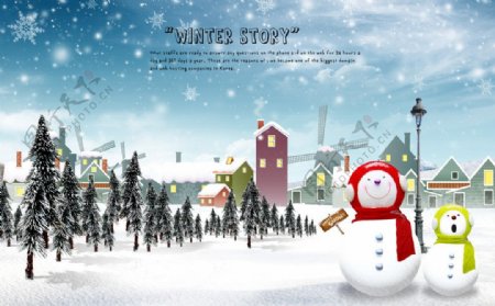 圣诞雪景广告图图片