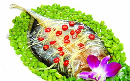 黄鱼鲞蒸毛豆图片