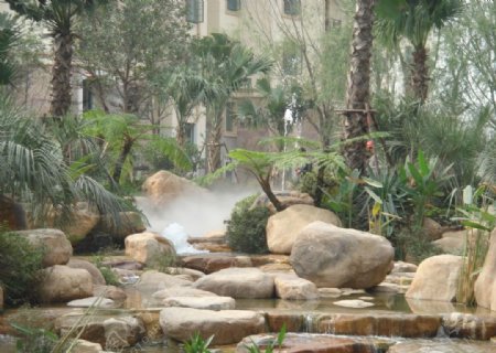 小区景观绿化喷泉图片