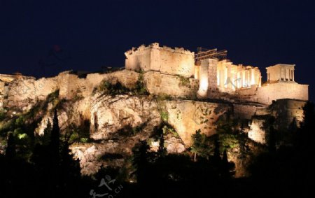 希腊卫城夜色图片