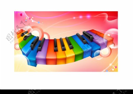 色彩斑斓的琴键矢量素材图片