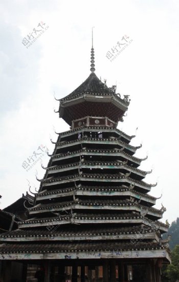 侗族鼓楼建筑图片