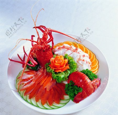 澳洲龙虾大餐高清摄影图片