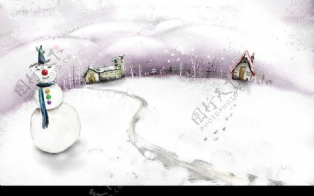 雪人冬季漂亮的背景图片