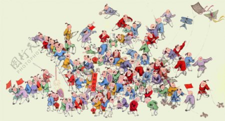 百子图中国年画传统文化图片