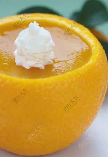 香橙布丁豆乳忌廉啫喱美食食物甜品图片