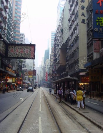 香港海味街电车轨道图片