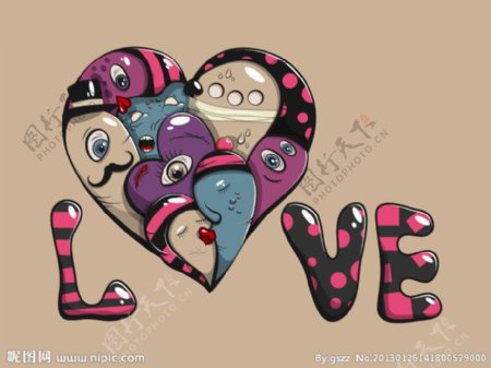 卡通love情人节背景图片