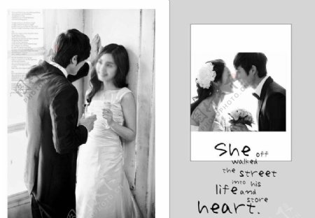 韩式黑白婚纱摄影图片