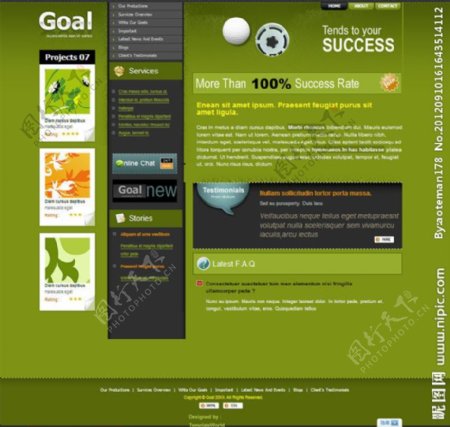 绿色高尔夫CSS网页模板图片