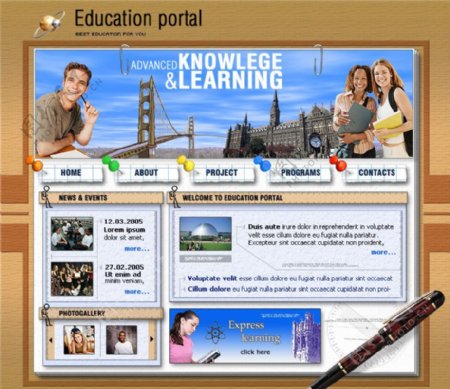 教育类型英文网站模板图片