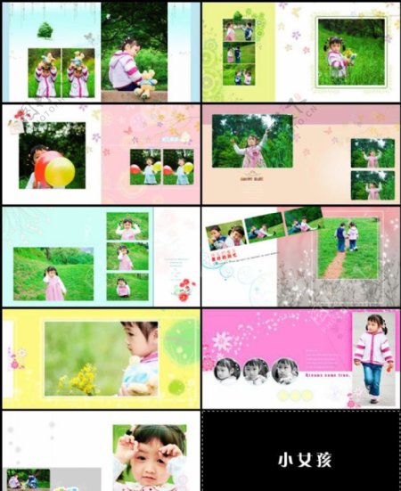 小女孩儿童相册摄影模板图片