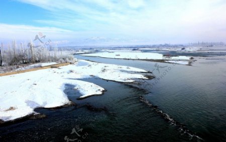 伊犁河冬景图片