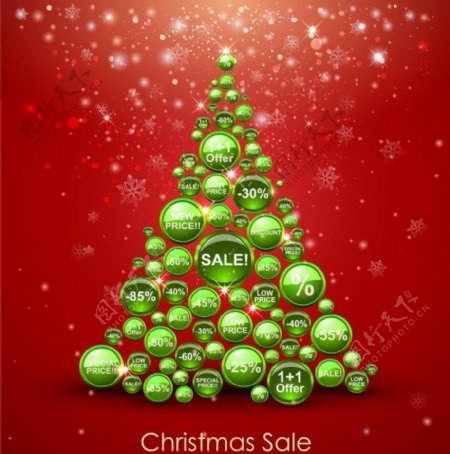 销售打折圣诞树标签图片
