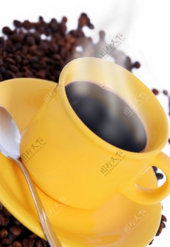 咖啡咖啡豆高雅饮品饮料杯子咖啡杯点心高清图片