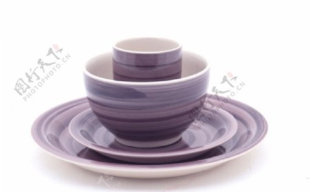 手绘紫色餐具套装图片