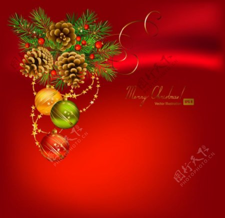 红色丝绸圣诞节背景图片