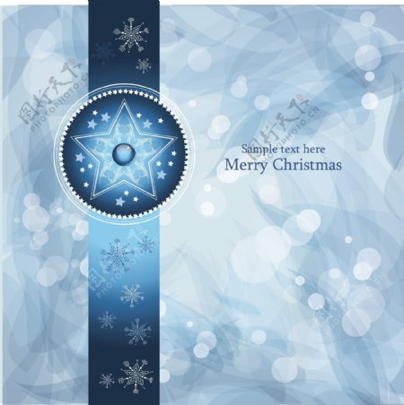 蓝色雪花花纹梦幻圣诞背景图片