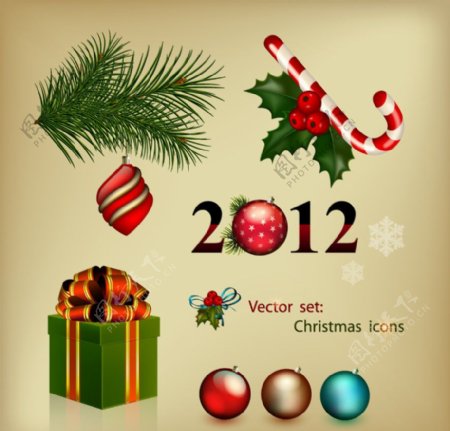 2012圣诞装饰素材矢量图片