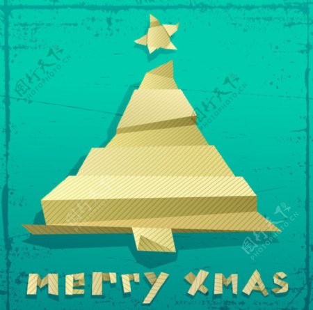 折纸叠纸圣诞树圣诞背景图片