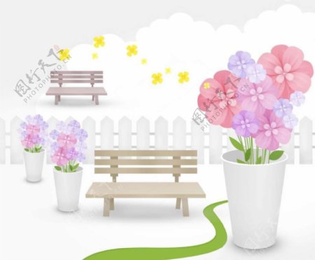 鲜花休闲椅背景图片