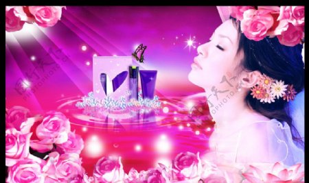 花语化妆品广告背景图片