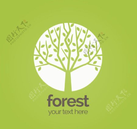 绿色树林标志图片