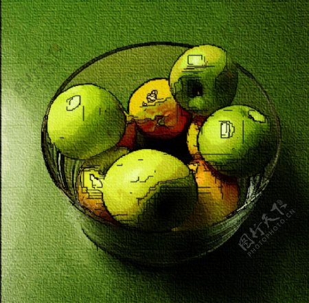 抽象表现主义效果的苹果图片