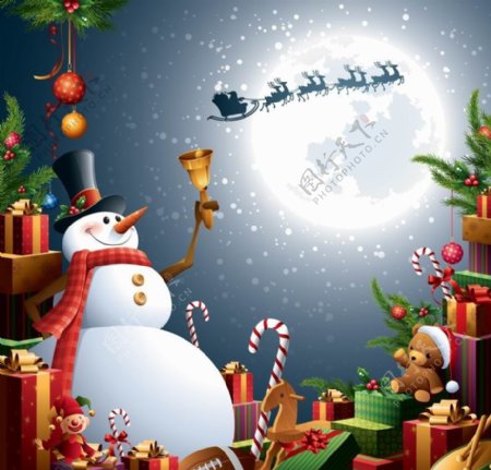 雪人礼盒圣诞背景图片