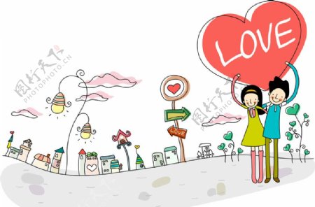 韩国卡通小情侣图片